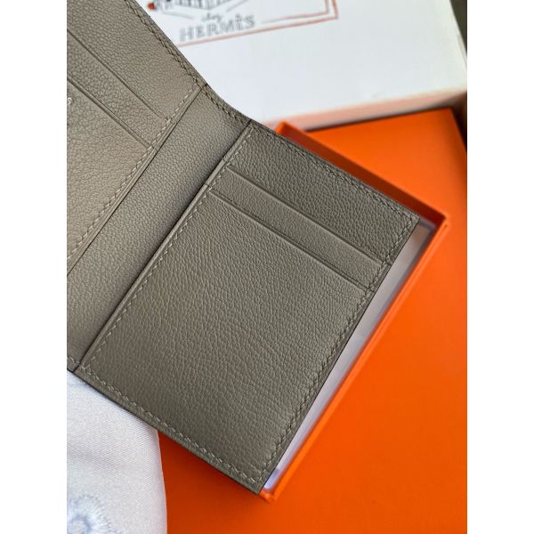 HERM MC¬≤ Euclide Card Holder in Tourterelle Shiny Alligator Leather