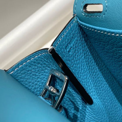 HERM Halzan 25 Bag in Blue Jean Clemence Leather