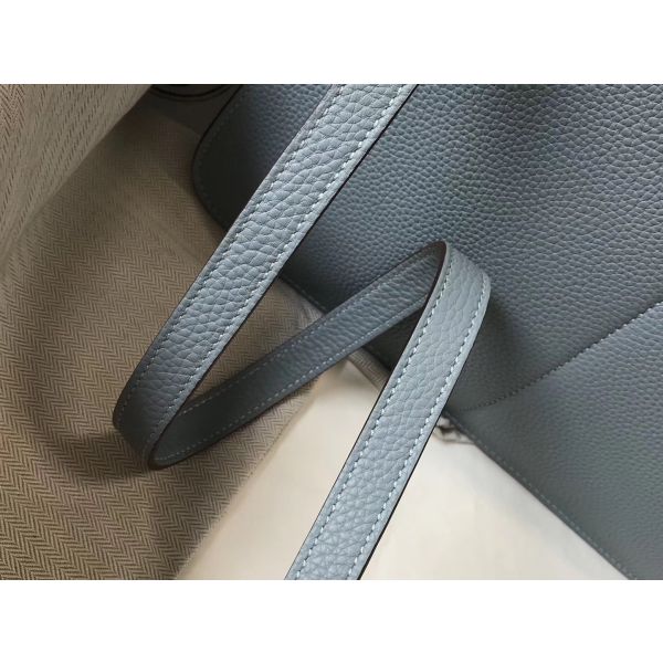 HERM Halzan 31cm Bag In Blue Lin Clemence Leather