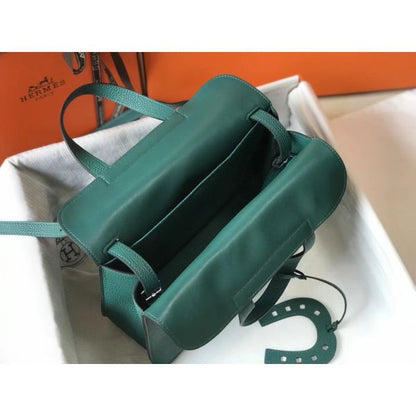 HERM Halzan 31cm Bag In Malachite Clemence Leather
