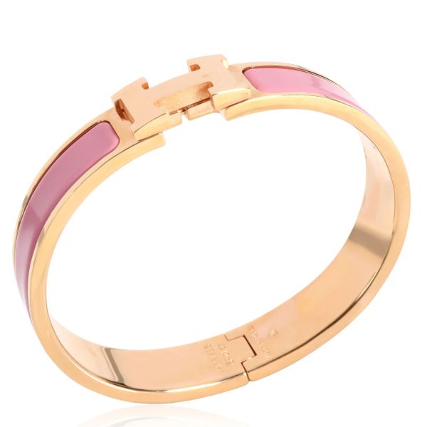 HERM Rose Purple Enamel Clic H Bracelet