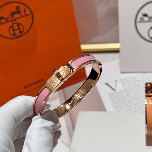 HERM Pink Mini Clic Kelly Bracelet