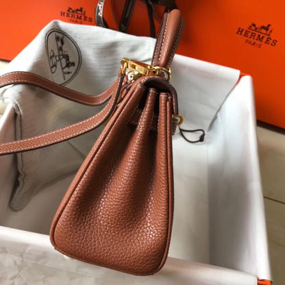 HERM Kelly 20cm Bag In Gold Clemence Leather GHW