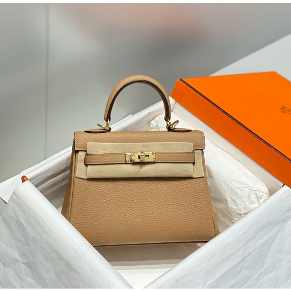 HERM Kelly 20cm Bag In Chai Clemence Leather GHW