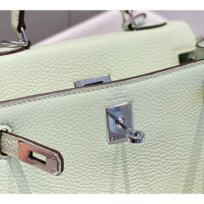 HERM Kelly 20cm Bag In Vert Fizz Clemence Leather PHW
