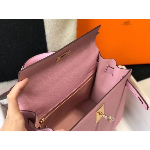 HERM Kelly 25cm Sellier Bag In Mauve Sylvestre Epsom Leather