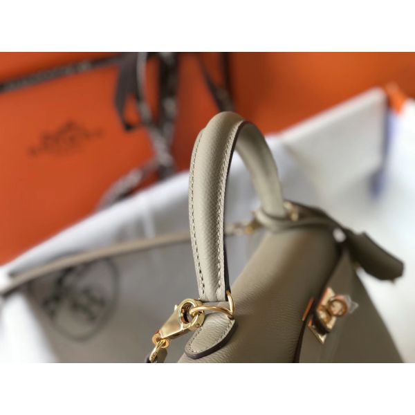 HERM Kelly 25cm Sellier Bag In Tourterelle Epsom Leather