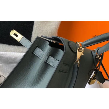 HERM Kelly 25cm Sellier Bag In Vert Amande Epsom Leather