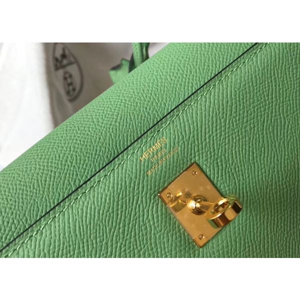 HERM Kelly 25cm Sellier Bag In Vert Criquet Epsom Leather