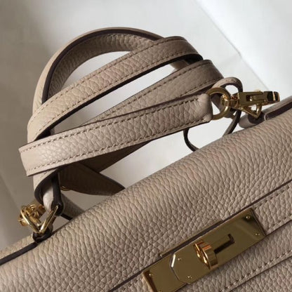 HERM Kelly 28cm Bag In Argile Clemence Leather GHW