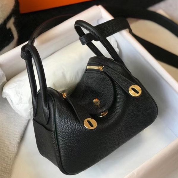 HERM Lindy Mini Bag In Black Clemence Leather GHW