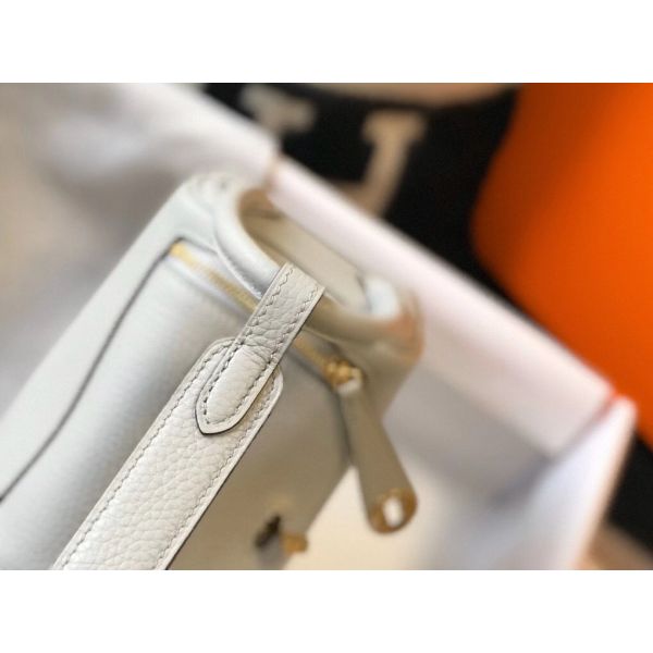 HERM Lindy Mini Bag In Pearl Grey Clemence Leather GHW