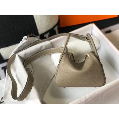 HERM Lindy Mini Bag In Tourterelle Clemence Leather GHW