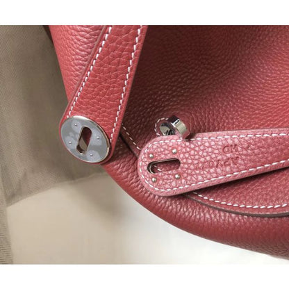 HERM Lindy 26cm Bag In Bordeaux Clemence Leather PHW