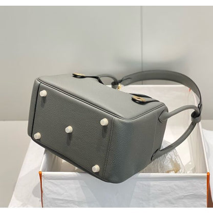 HERM Lindy 26cm Bag In Gris Meyer Clemence Leather GHW