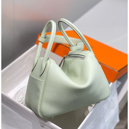 HERM Lindy 26cm Bag In Vert Fizz Clemence Leather GHW