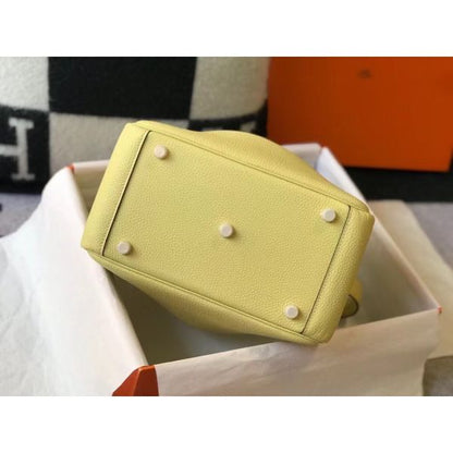 HERM Lindy 30cm Bag In Jaune Poussin Clemence Leather GHW