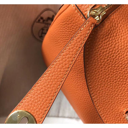 HERM Lindy 30cm Bag In Orange Clemence Leather GHW