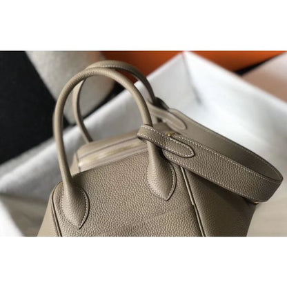 HERM Lindy 30cm Bag In Gris Tourterelle Clemence Leather GHW