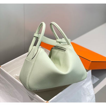 HERM Lindy 30cm Bag In Vert Fizz Clemence Leather PHW
