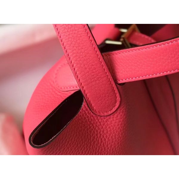 HERM Picotin Lock 18 Bag In Rose Lipstick Clemence Leather