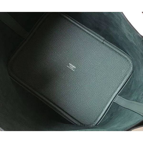 HERM Picotin Lock 18 Bag In Vert Amande Clemence Leather