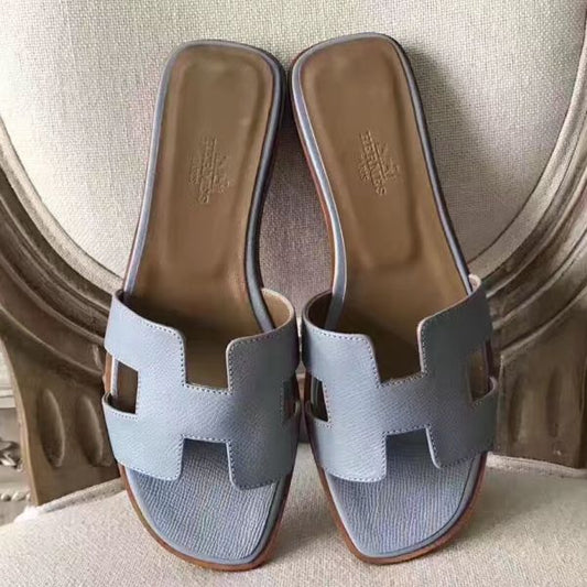 HERM Oran Sandals In Blue Lin Epsom Leather