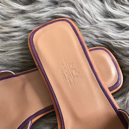 HERM Oran Sandals In Purple Ostrich Leather