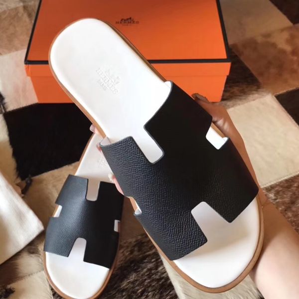HERM Izmir Sandals In Black Epsom Leather