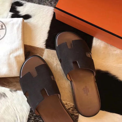 HERM Izmir Sandals In Chocolate Suede Leather