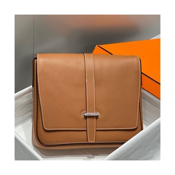 HERM Steve Light Junior Messenger Bag in Gold Clemence Leather