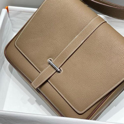 HERM Steve Light Junior Messenger Bag in Taupe Clemence Leather