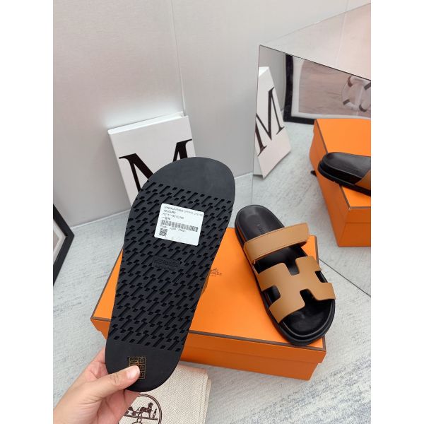HERM Men's Chypre Sandals in Brown Calfskin