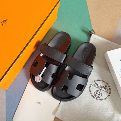HERM Men's Chypre Sandals in Black Calfskin