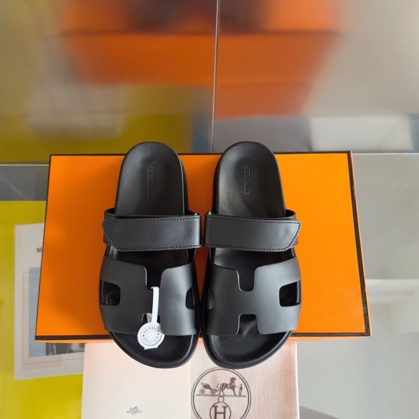HERM Men's Chypre Sandals in Black Calfskin