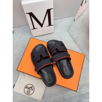 HERM Men's Chypre Sandals in Black Epsom Calfskin