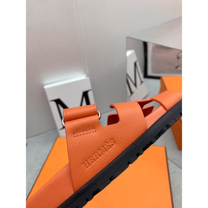 HERM Men's Chypre Sandals in Orange Epsom Calfskin