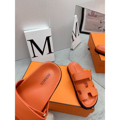 HERM Men's Chypre Sandals in Orange Epsom Calfskin