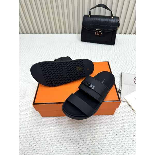 HERM Men's Jackson Sandal in Black Calfskin