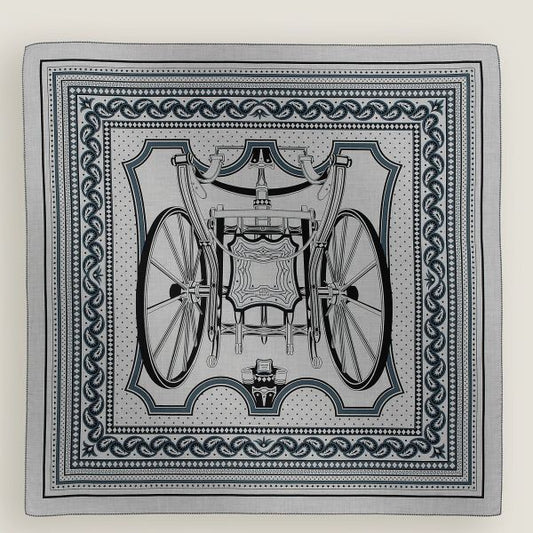 HERM Grey Les Roues de Phaeton Bandana Shawl 140