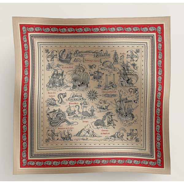 HERM Naturel Tatouages Marins Bandana Shawl 140
