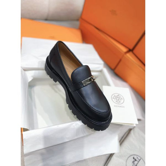 HERM Women's Icone Loafers in Black Calfskin