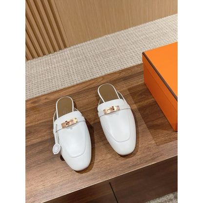 HERM Women's Oz Mules in White Calfskin