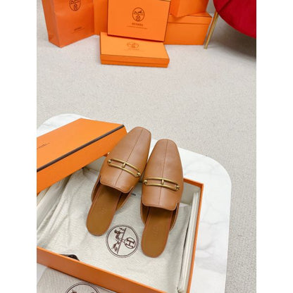 HERM Esmee Mules in Brown Calfskin