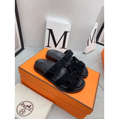 HERM Women's Chypre Sandals In Black Suede Calfskin