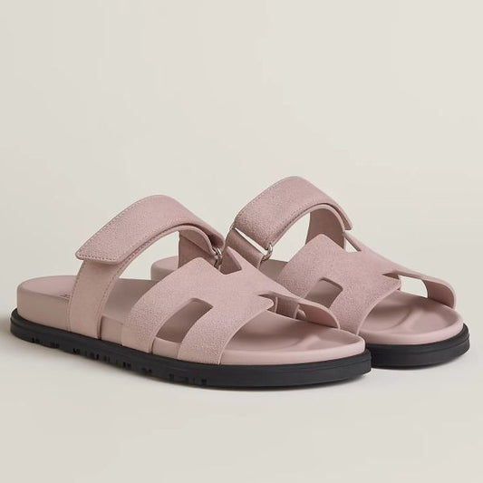 HERM Women's Chypre Sandals In Pink Suede Calfskin
