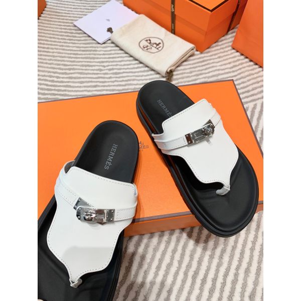 HERM Empire Sandals in White Calfskin