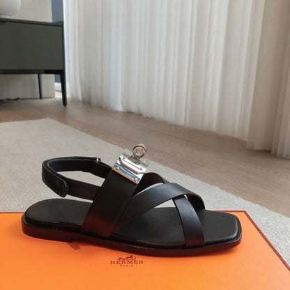 HERM Women's Ines Sandals in Black Leather