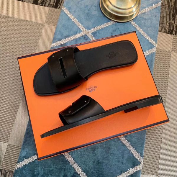 HERM View Sandals In Black Calfskin leather
