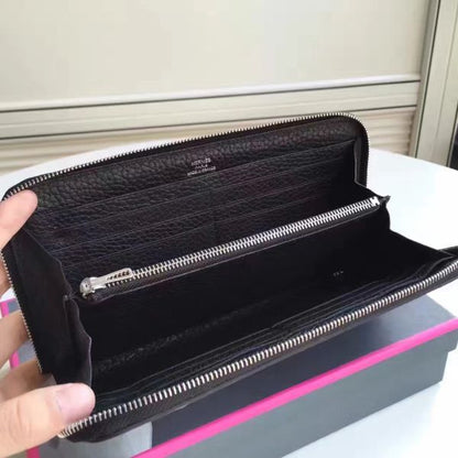 HERM Black Clemence Azap Zipped Wallet